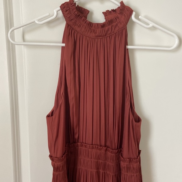 By Anthropologie Tiered Halter Dress High Neck Midi “Rose” Sleeveless Size 4 - Picture 5 of 9